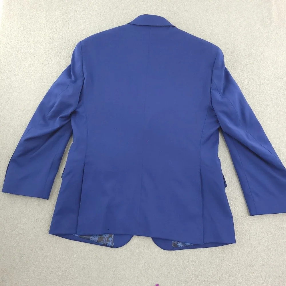 Jos A Bank Suit Jacket Mens 40S Blue Solid Wool Stretch Custom Made Blazer